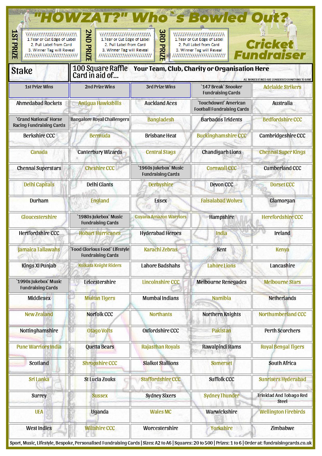 Cricket Fundraising Cards - fundraisingcards.co.uk